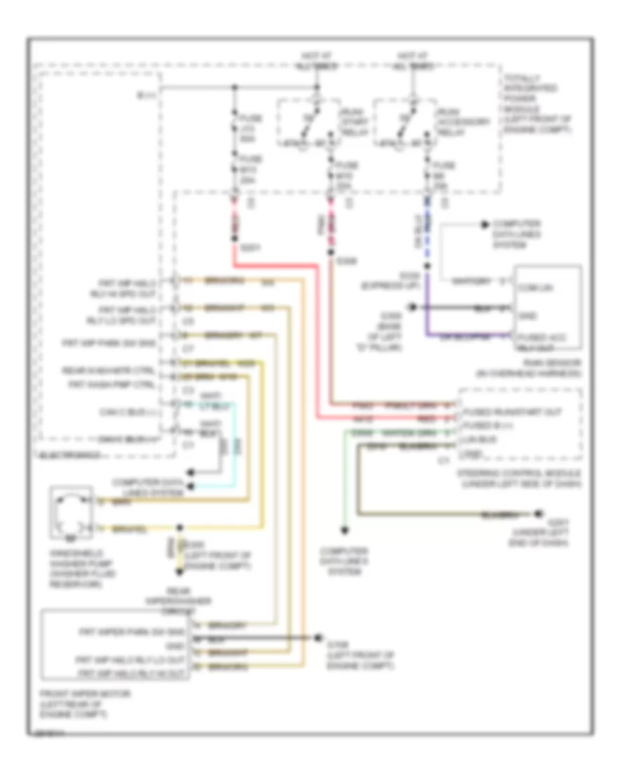 Электросхема передних стеклоочистителей дворников и омывателя лобового стекла для Jeep Liberty Limited 2008