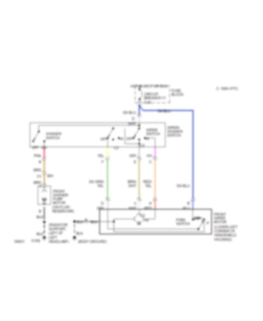 Электросхема стеклоочистителя, дворников и омывателя С 2 скоростями для Jeep Wrangler SE 1994