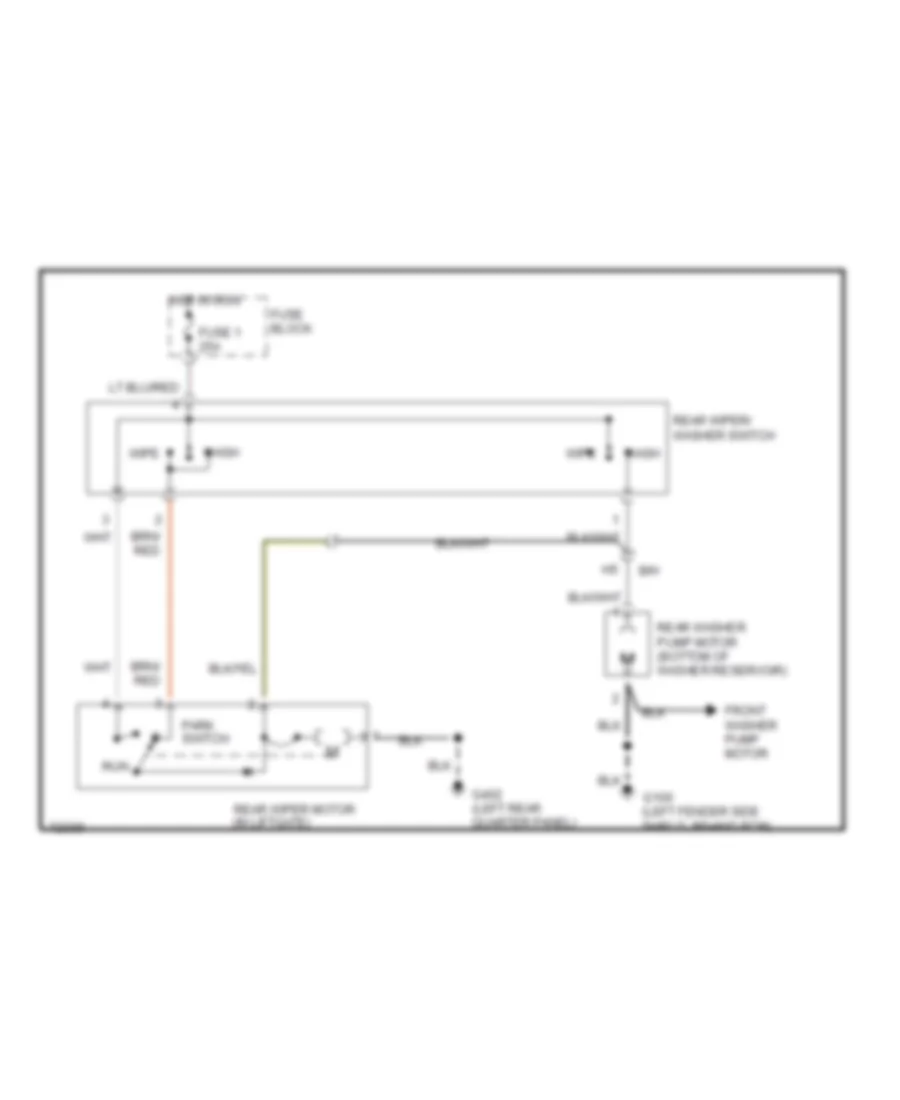 Электросхема заднего стеклоочистителя дворника и омывателя для Jeep Cherokee Country 1995