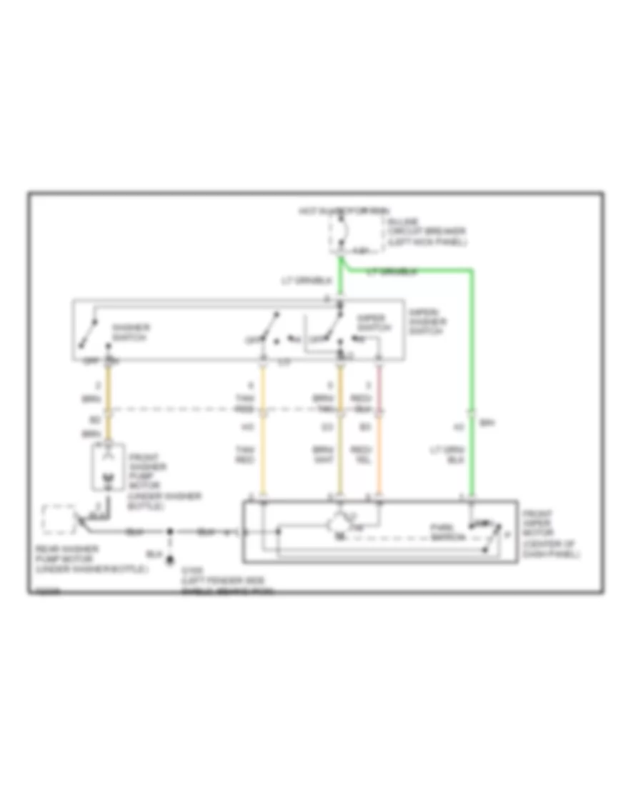 Электросхема стеклоочистителя, дворников и омывателя С 2 скоростями для Jeep Cherokee SE 1995
