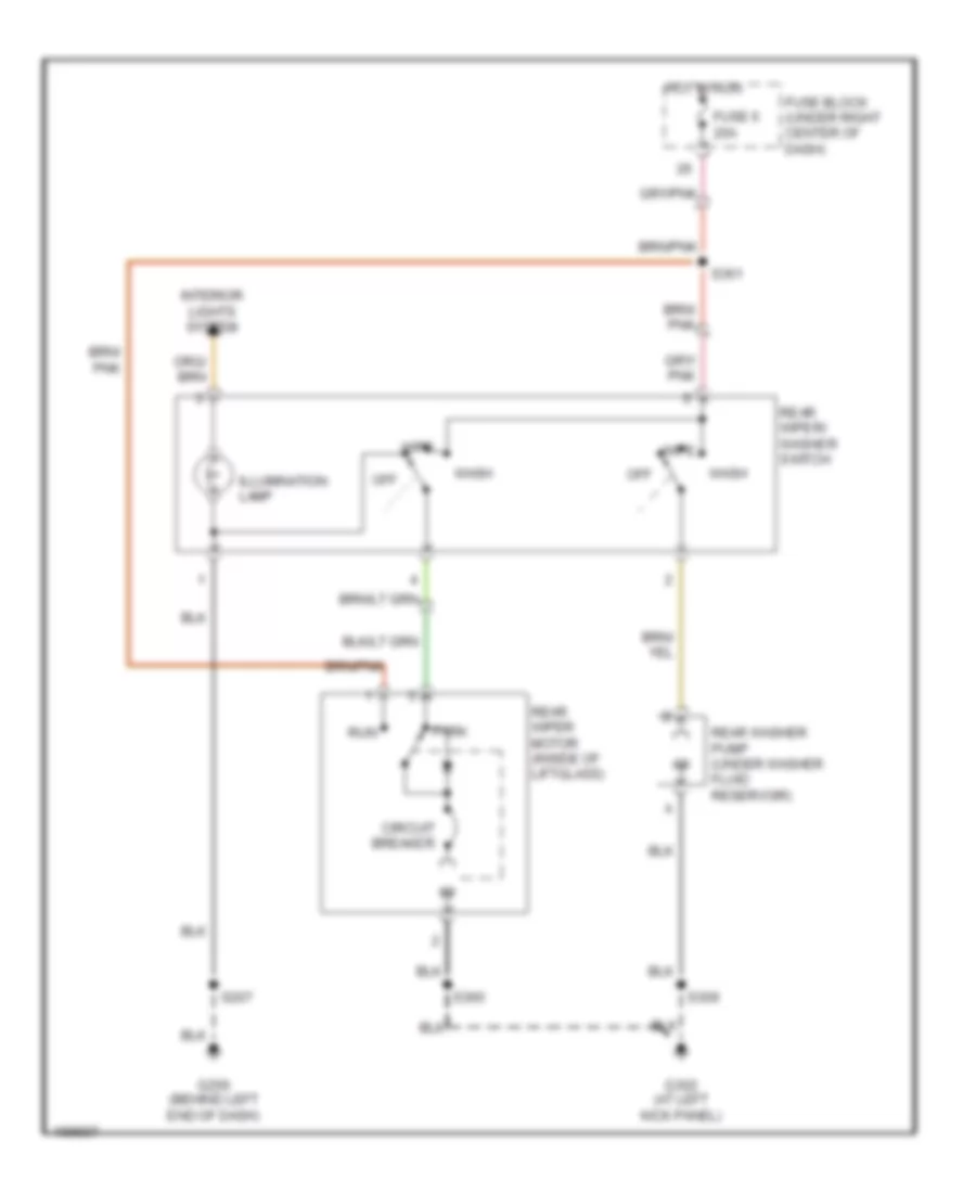 Rear Wiper Washer Wiring Diagram for Jeep Wrangler X 2005