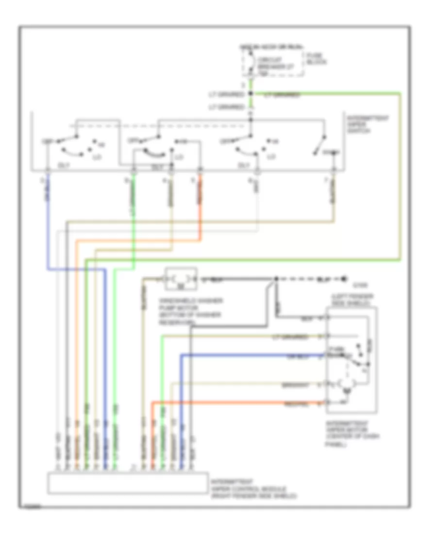 Электросхема передних стеклоочистителей дворников и омывателя лобового стекла для Jeep Grand Cherokee SE 1995