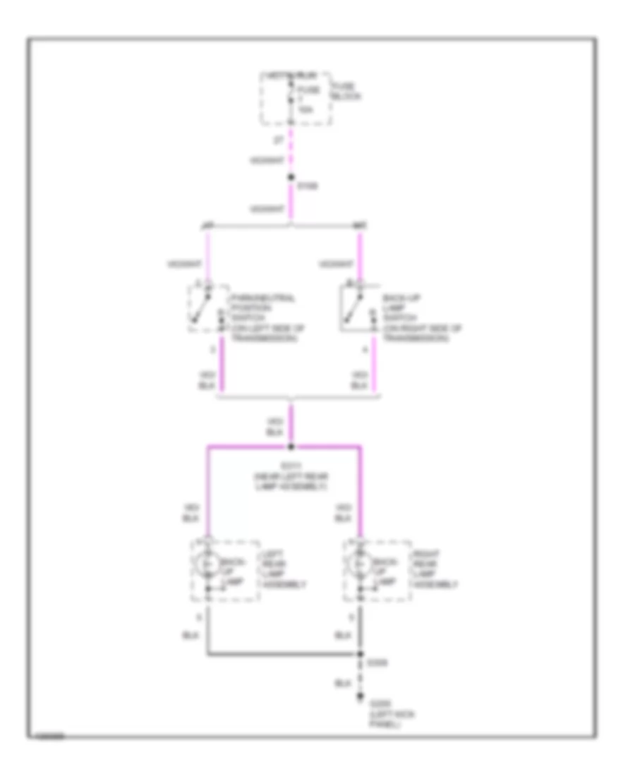 Back up Lamps Wiring Diagram for Jeep Wrangler SE 2001