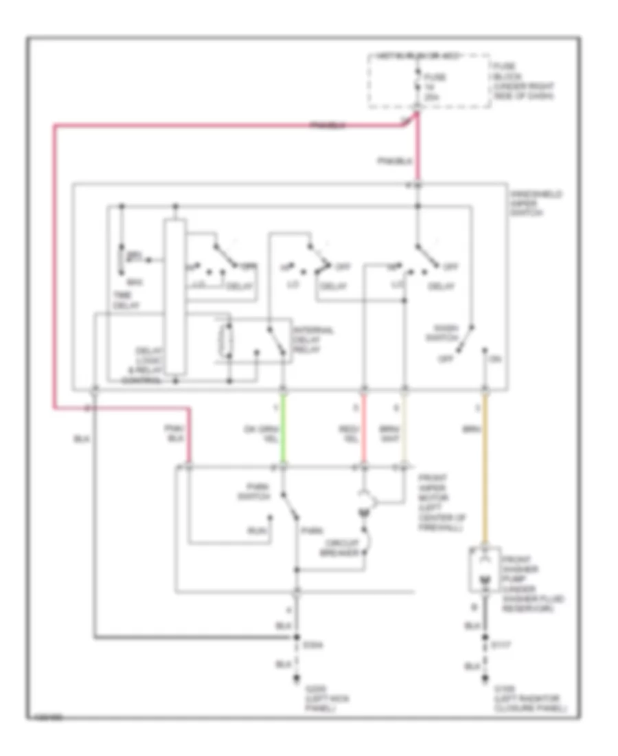 Front Washer Wiper Wiring Diagram for Jeep Wrangler SE 2001