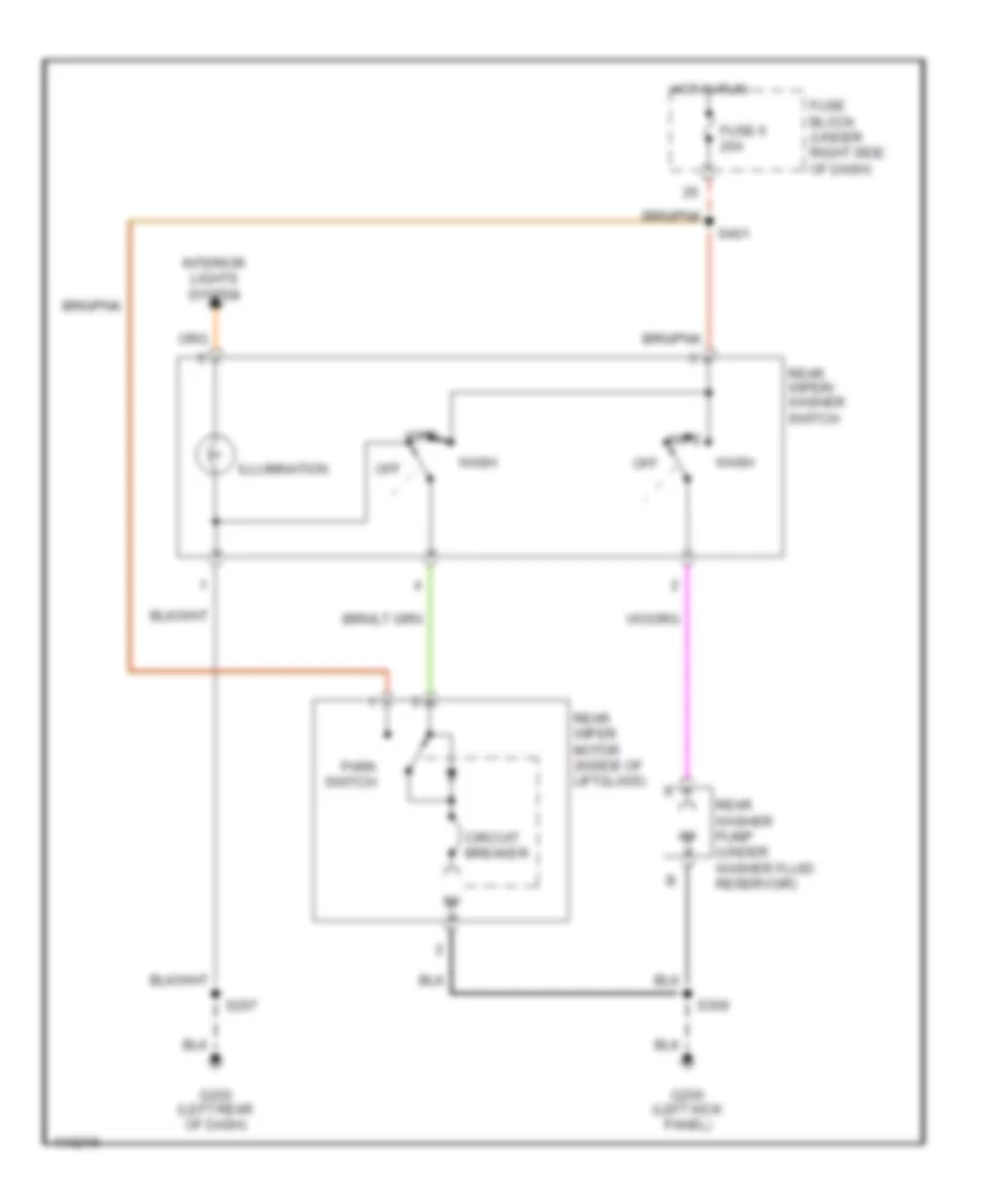 Rear Wiper Washer Wiring Diagram for Jeep Wrangler SE 2001