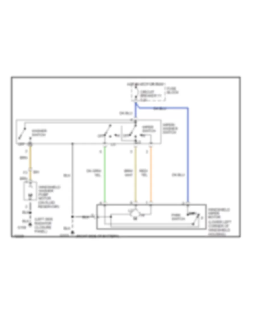 Электросхема стеклоочистителя, дворников и омывателя С 2 скоростями для Jeep Wrangler Sahara 1995