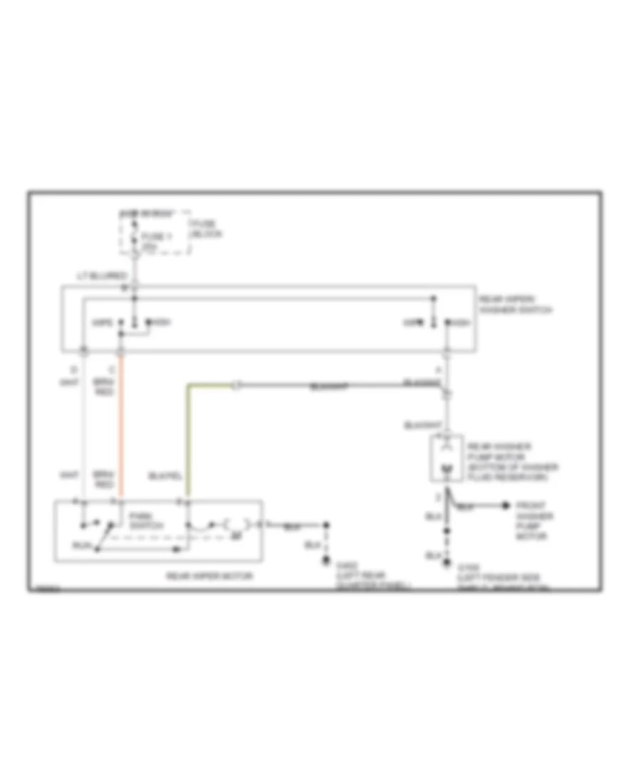 Электросхема заднего стеклоочистителя дворника и омывателя для Jeep Cherokee Country 1996