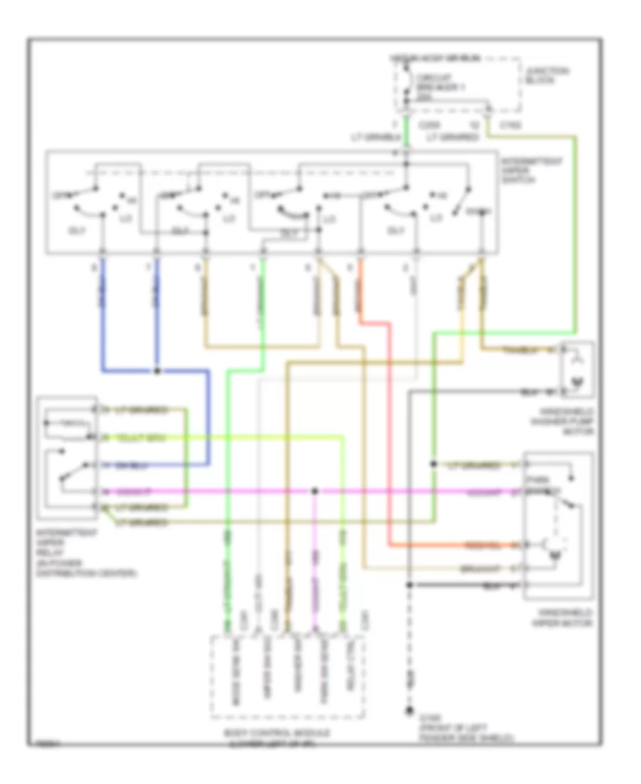 Электросхема передних стеклоочистителей дворников и омывателя лобового стекла для Jeep Grand Cherokee Limited 1996
