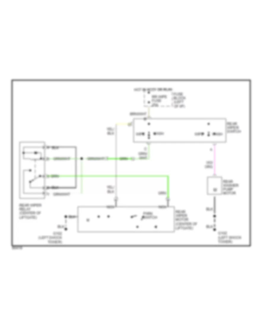 Электросхема заднего стеклоочистителя дворника и омывателя для Jeep Cherokee Pioneer 1990