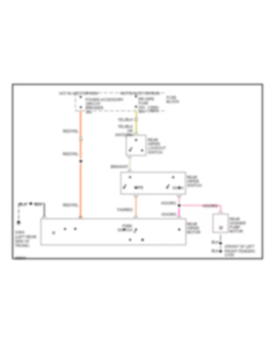 Электросхема заднего стеклоочистителя дворника и омывателя для Jeep Grand Wagoneer 1990