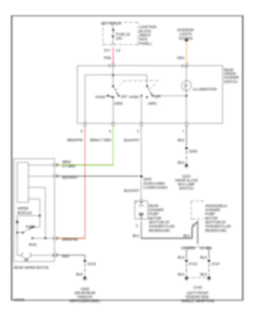 Rear WiperWasher Wiring Diagram for Jeep Cherokee Sport 1998
