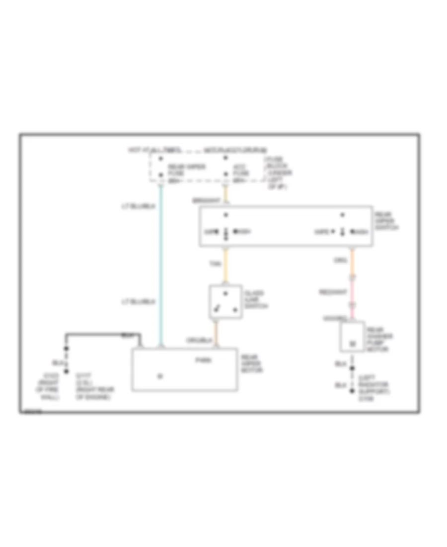 Rear Wiper Washer Wiring Diagram for Jeep Wrangler Laredo 1990