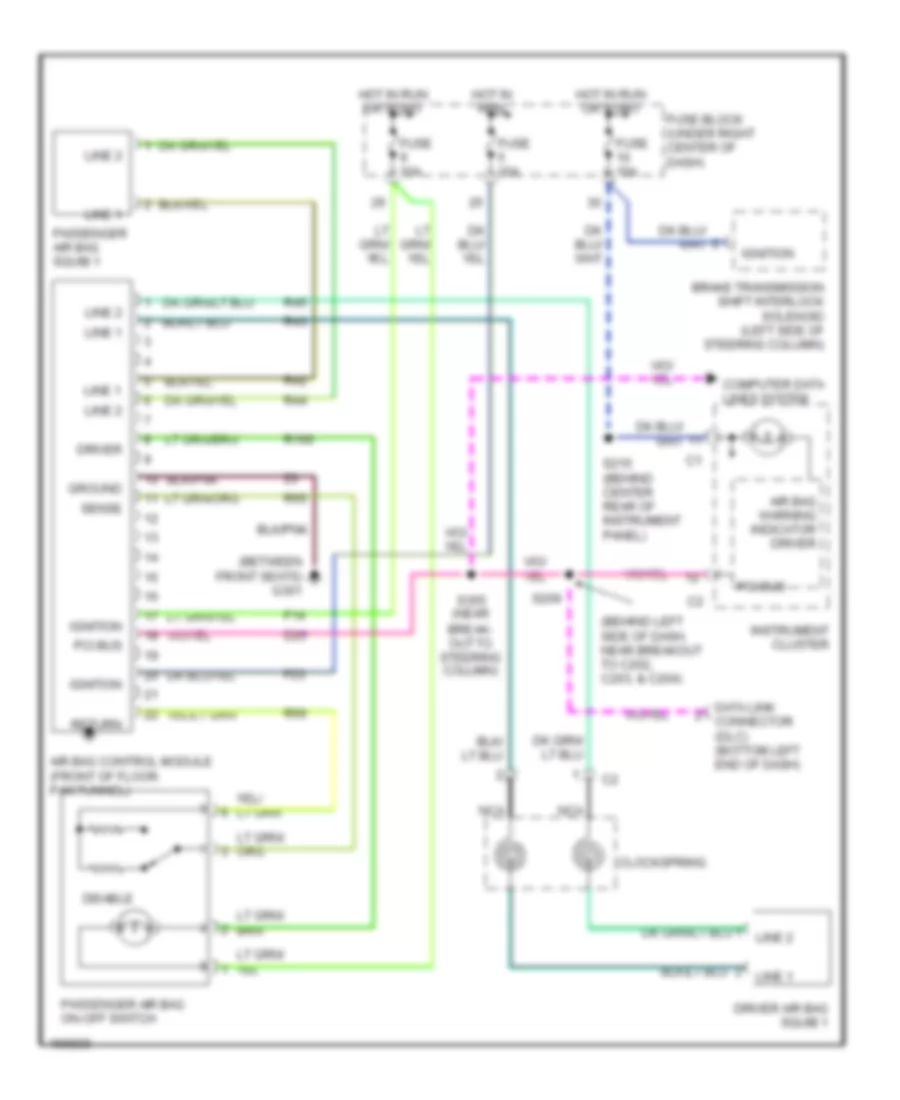 Supplemental Restraints Wiring Diagram for Jeep Wrangler Rubicon 2003