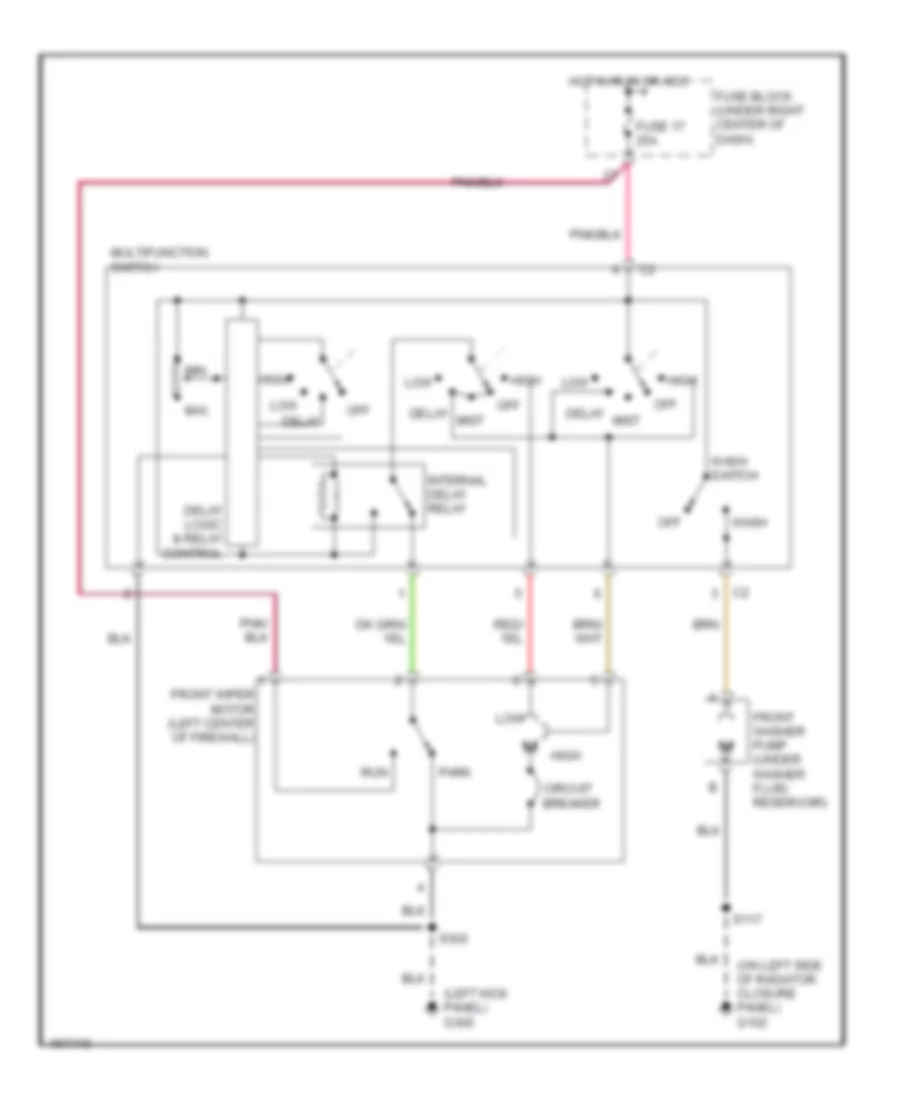 Электросхема передних стеклоочистителей дворников и омывателя лобового стекла для Jeep Wrangler SE 2003