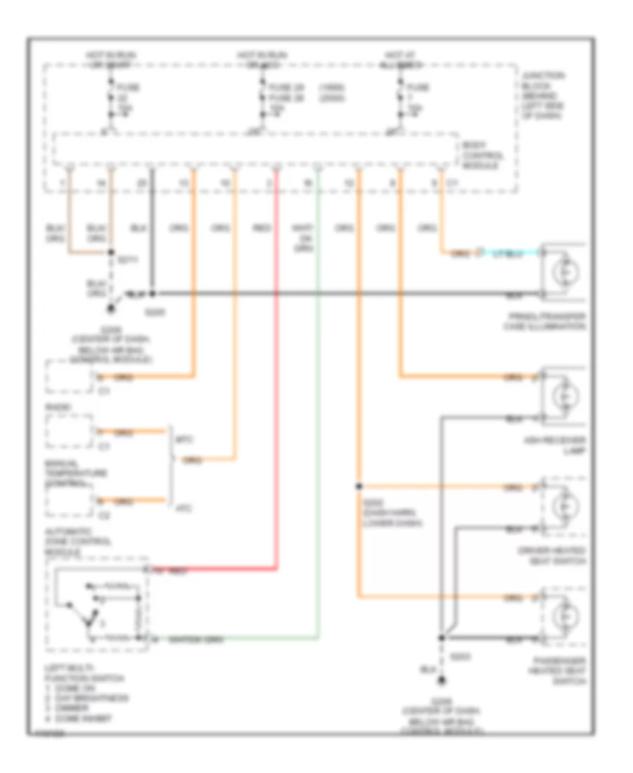 Instrument Illumination Wiring Diagram for Jeep Grand Cherokee Limited 1999