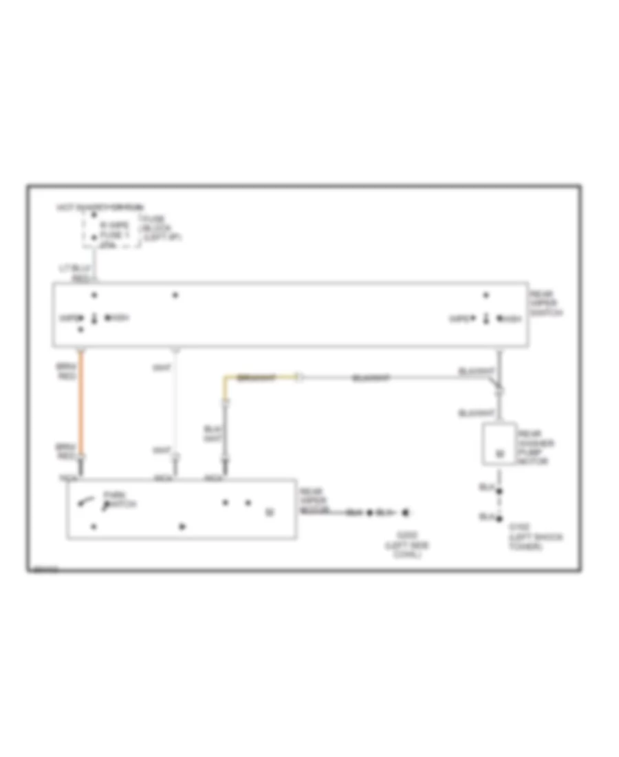 Электросхема заднего стеклоочистителя дворника и омывателя для Jeep Cherokee Briarwood 1992