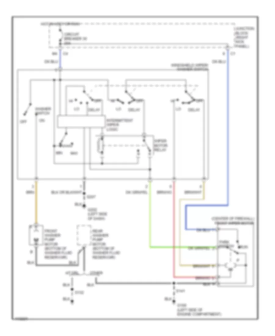 Front Wiper Washer Wiring Diagram for Jeep Cherokee Sport 2000