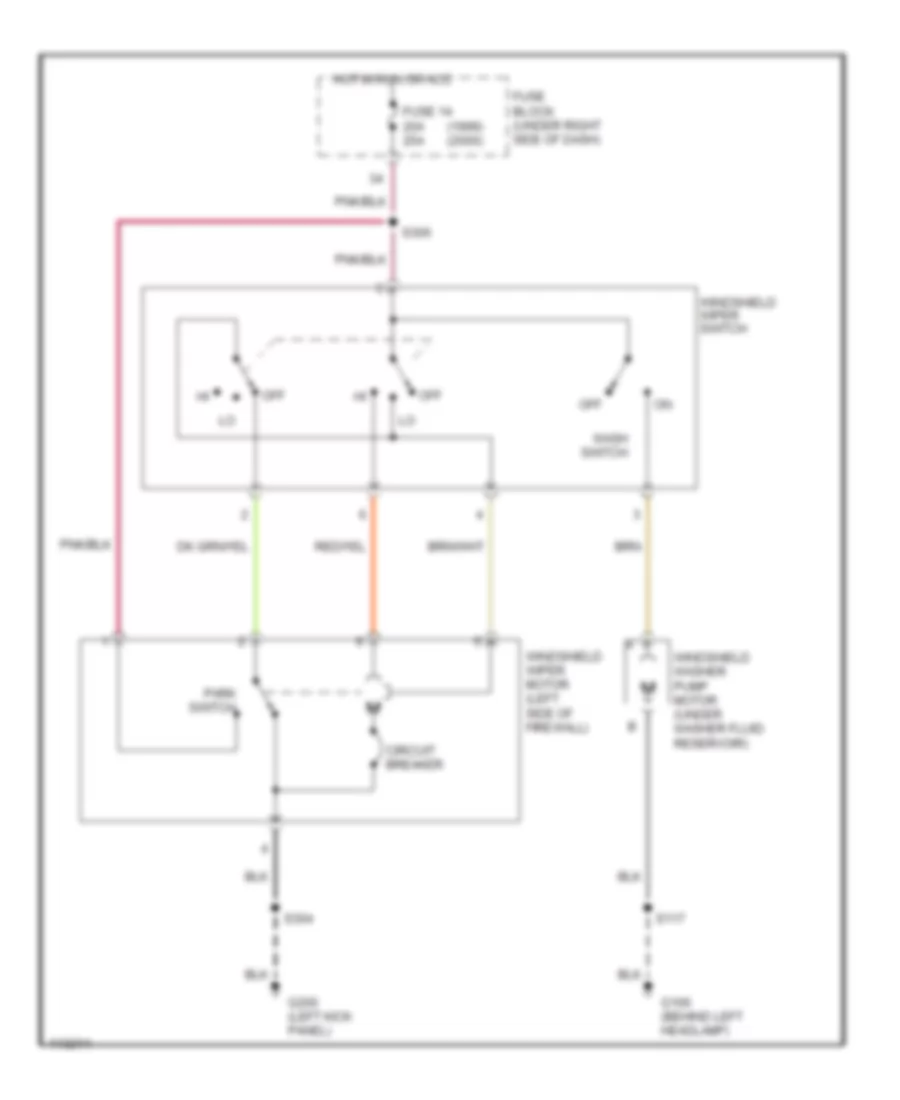 Электросхема стеклоочистителя, дворников и омывателя С 2 скоростями для Jeep Wrangler SE 2000