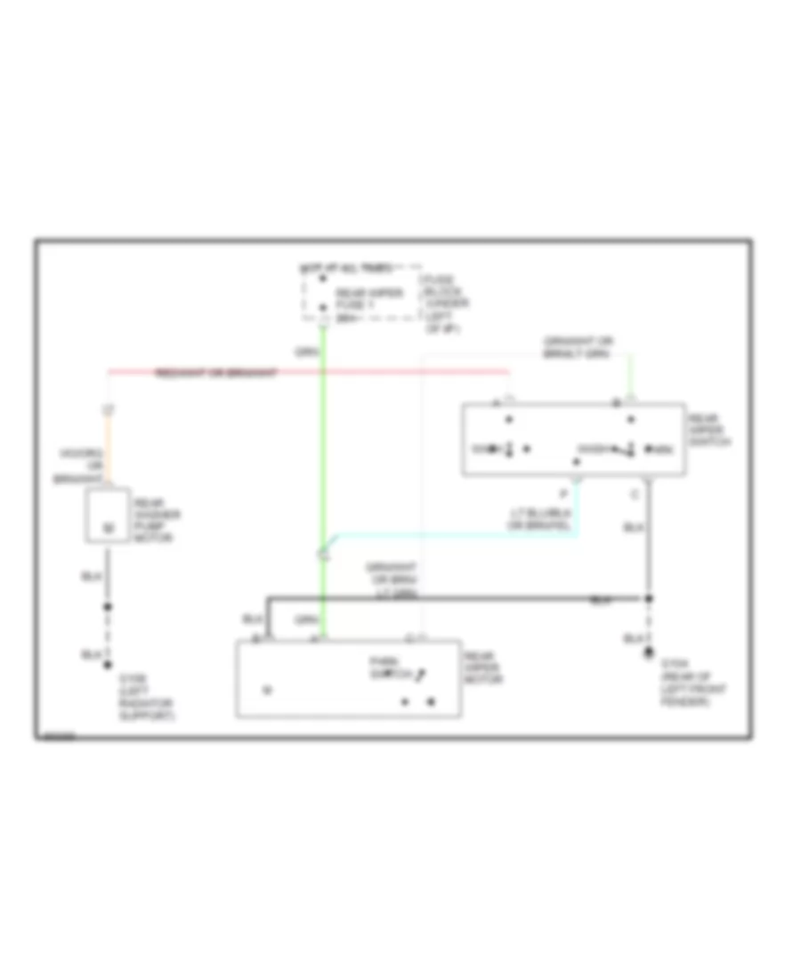 Электросхема заднего стеклоочистителя дворника и омывателя для Jeep Wrangler Islander 1992