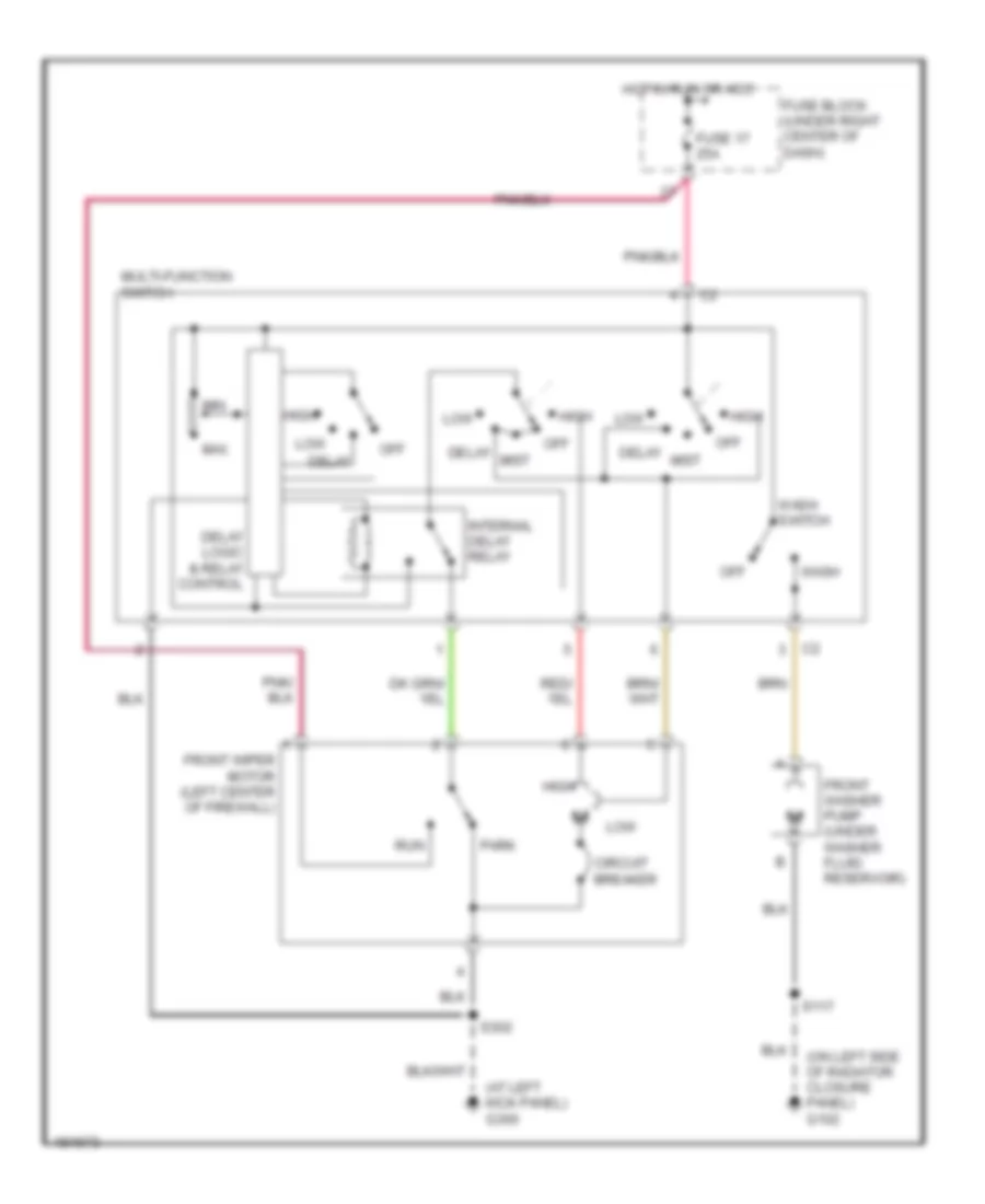 Электросхема передних стеклоочистителей дворников и омывателя лобового стекла для Jeep Wrangler Sport 2004