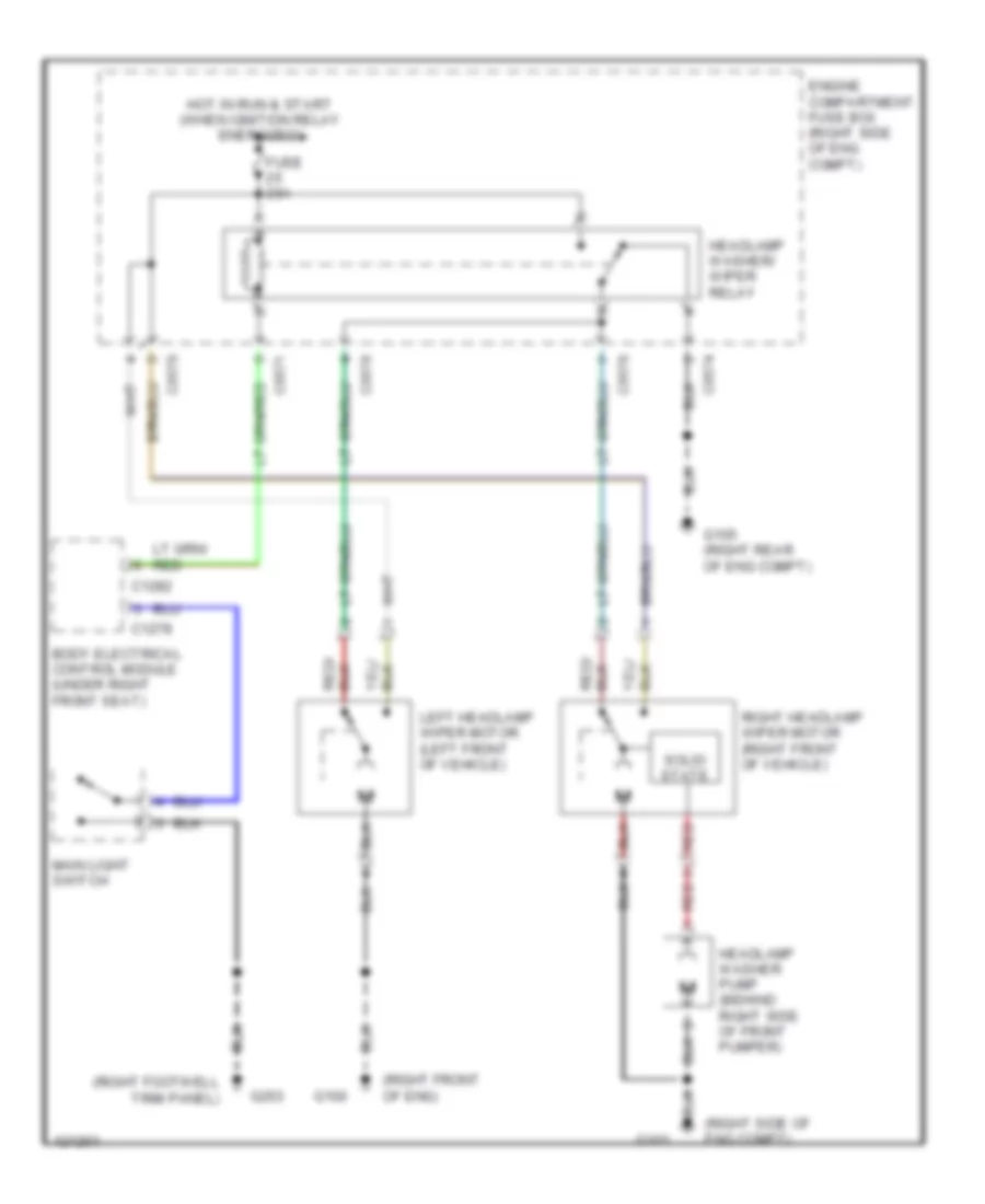 Headlamp Wiper Washer Wiring Diagram for Land Rover Range Rover S 1999