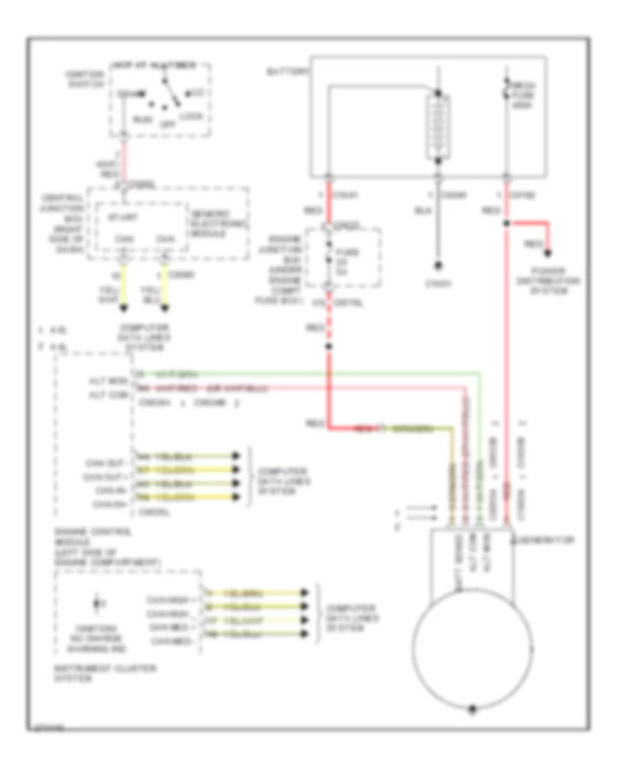 Charging Wiring Diagram, without Transit Relay for Land Rover Discovery 3 HSE 2007