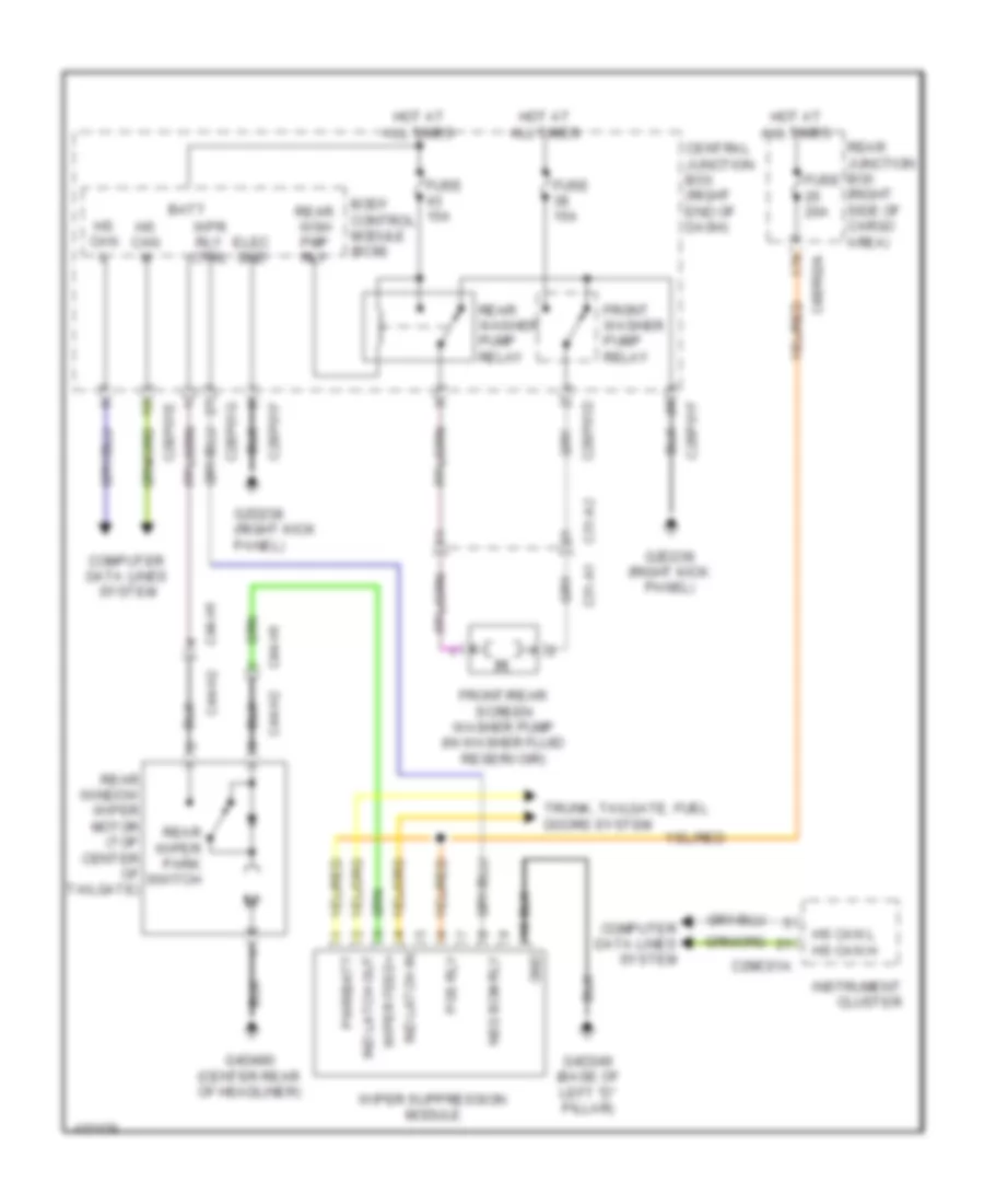 Электросхема заднего стеклоочистителя дворника и омывателя для Land Rover Range Rover 2014