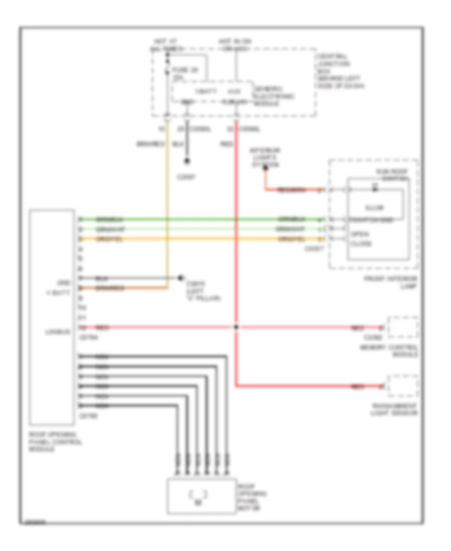 Power Top Sunroof Wiring Diagram for Land Rover Discovery 3 SE 2008