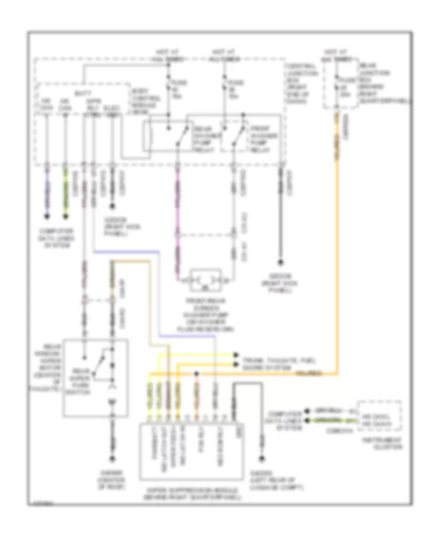Электросхема заднего стеклоочистителя дворника и омывателя для Land Rover Range Rover Sport HSE 2014