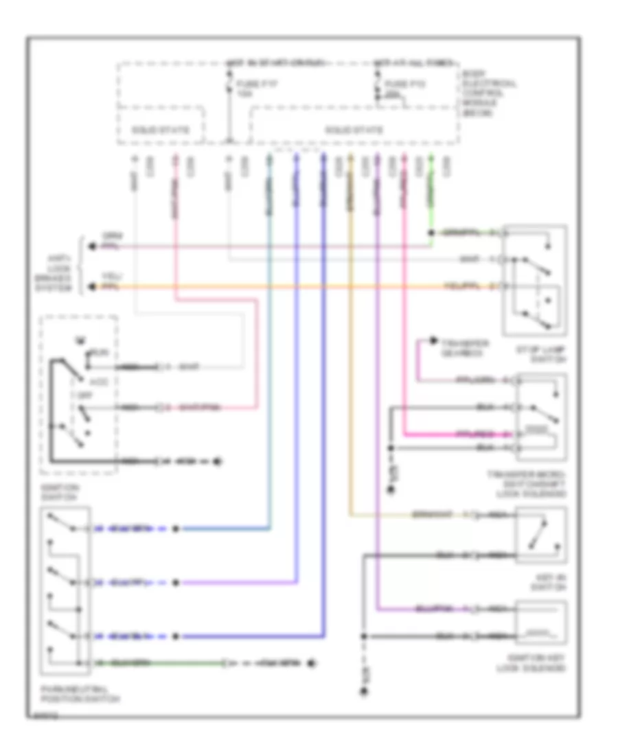 Электросхема блокировки селектора для Land Rover Range Rover HSE 1996