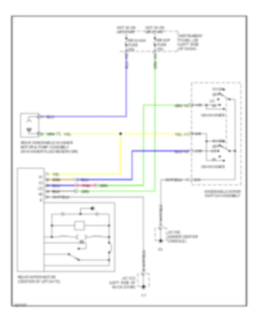 Электросхема заднего стеклоочистителя дворника и омывателя для Lexus RX 450h 2010