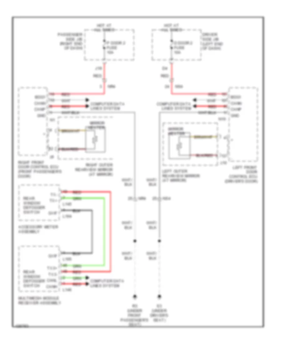 Heated Mirrors Wiring Diagram for Lexus LS 460 2014