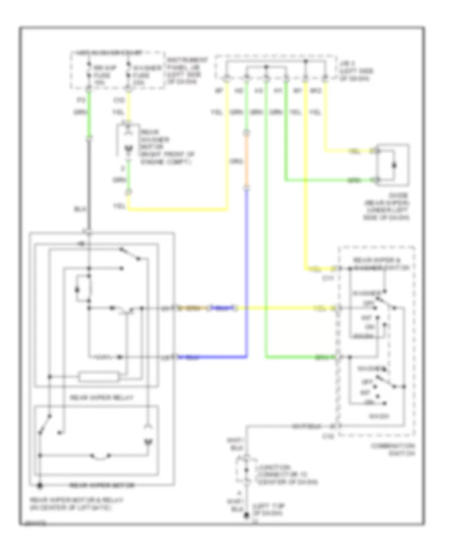 Rear Wiper Washer Wiring Diagram for Lexus RX 330 2005