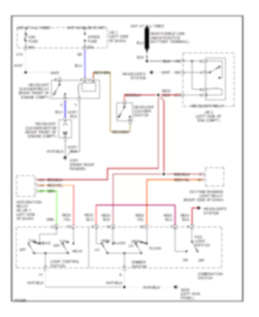 Headlamp Washer Wiring Diagram for Lexus ES 300 1992