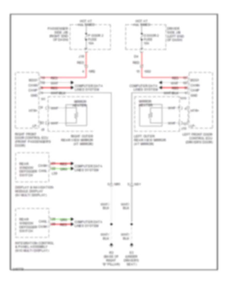 Heated Mirrors Wiring Diagram for Lexus LS 460 2011