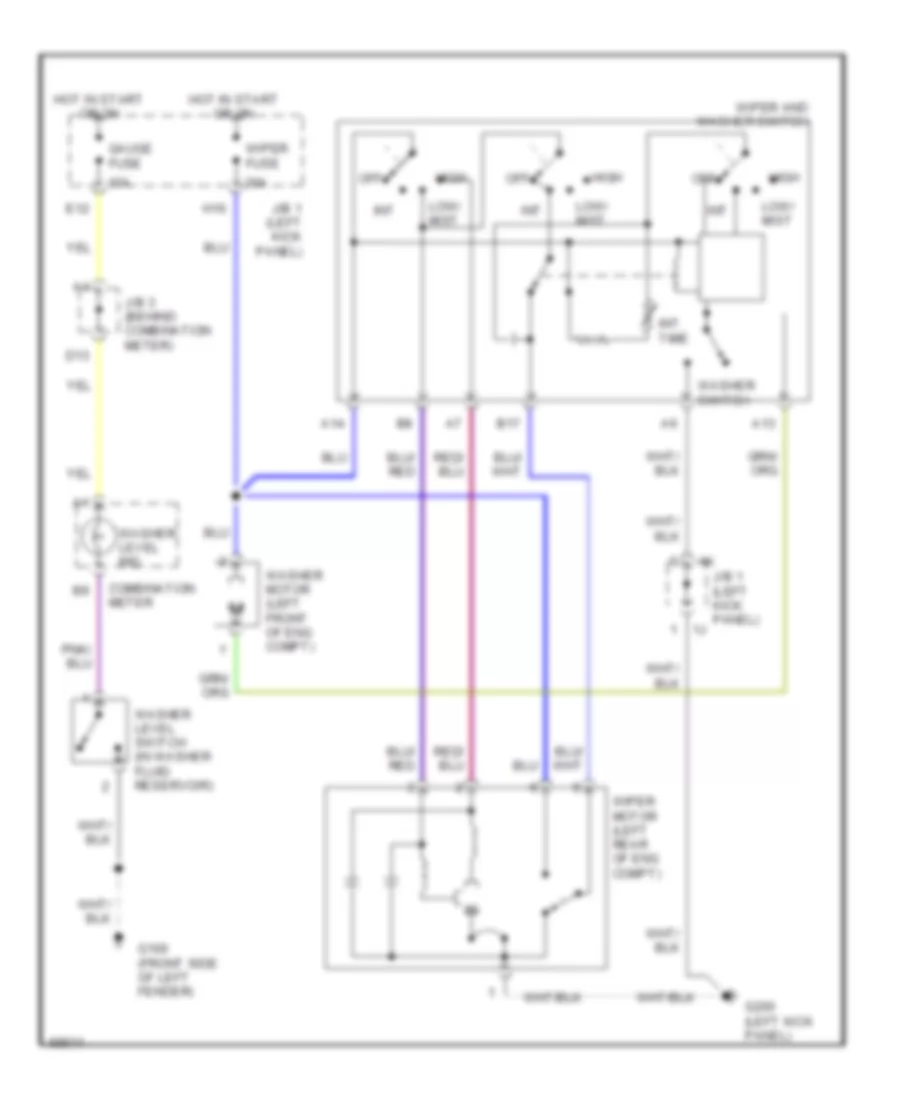 Электросхема стеклоочистителя, дворников и омывателя для Lexus SC 400 1993