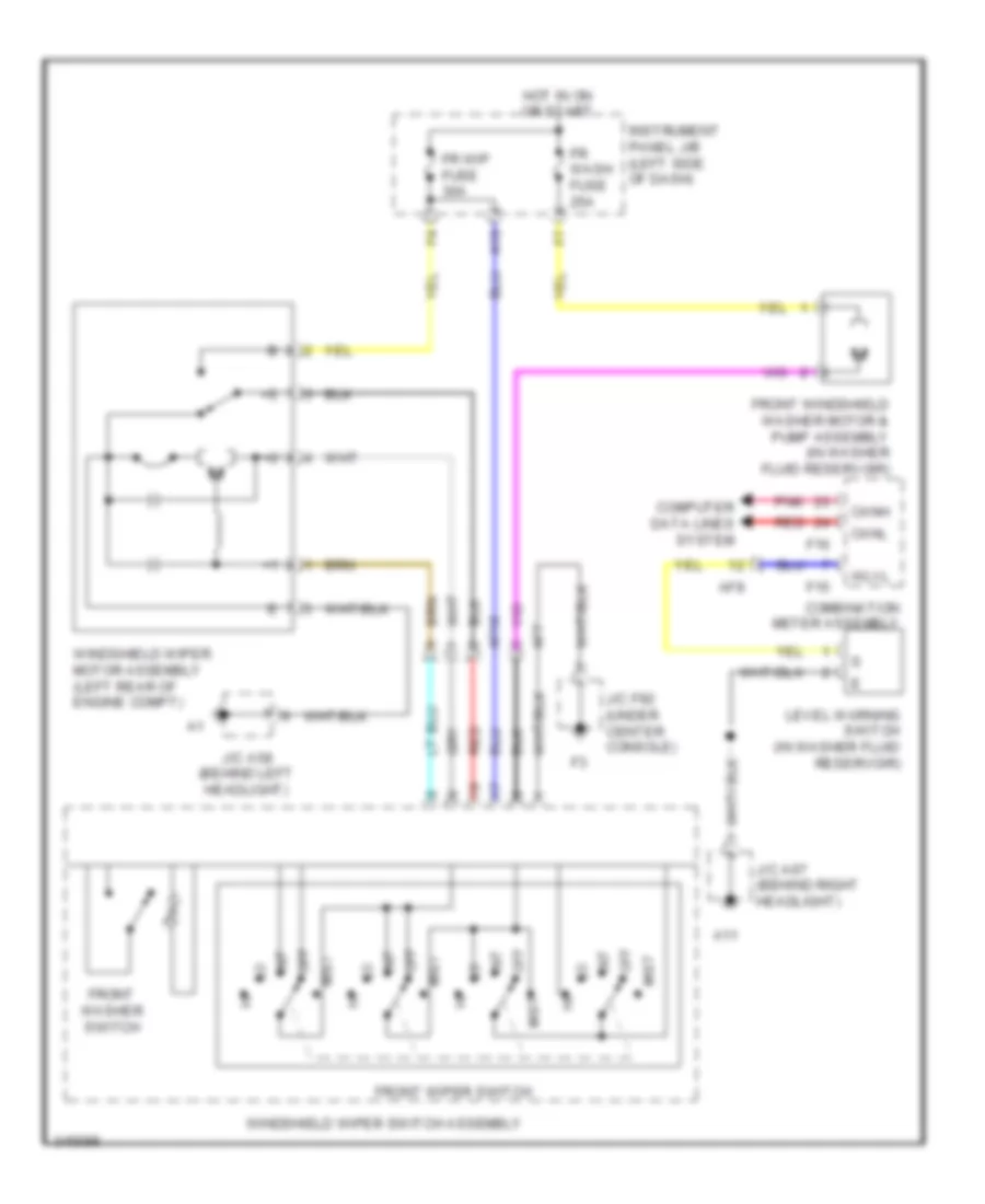 Электросхема передних стеклоочистителей дворников и омывателя лобового стекла, без Авто Система Дворника для Lexus RX 450h 2011