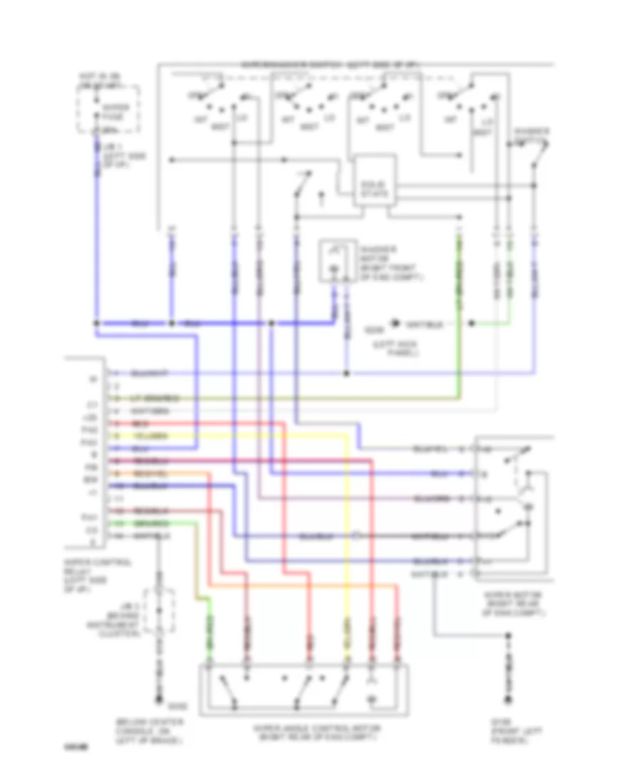 Электросхема передних стеклоочистителей дворников и омывателя лобового стекла для Lexus ES 300 1994