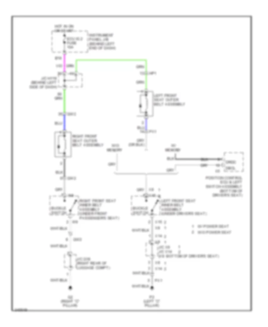 Passive Restraints Wiring Diagram for Lexus CT 200h 2012