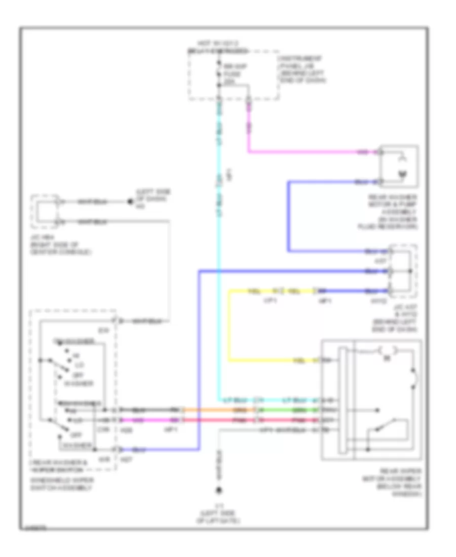 Электросхема заднего стеклоочистителя дворника и омывателя для Lexus CT 200h 2012