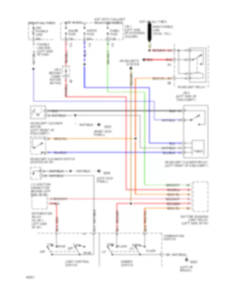 Headlamp Washer Wiring Diagram for Lexus LS 400 1994