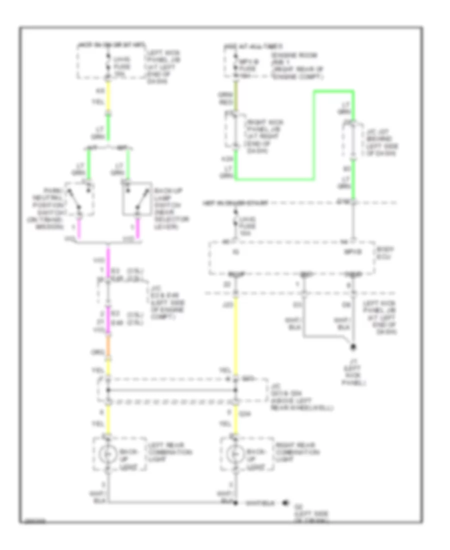 Back up Lamps Wiring Diagram for Lexus IS 250 2007