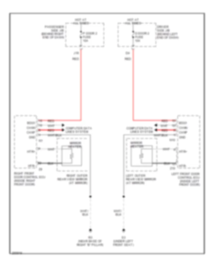 Heated Mirrors Wiring Diagram for Lexus LS 460L 2007