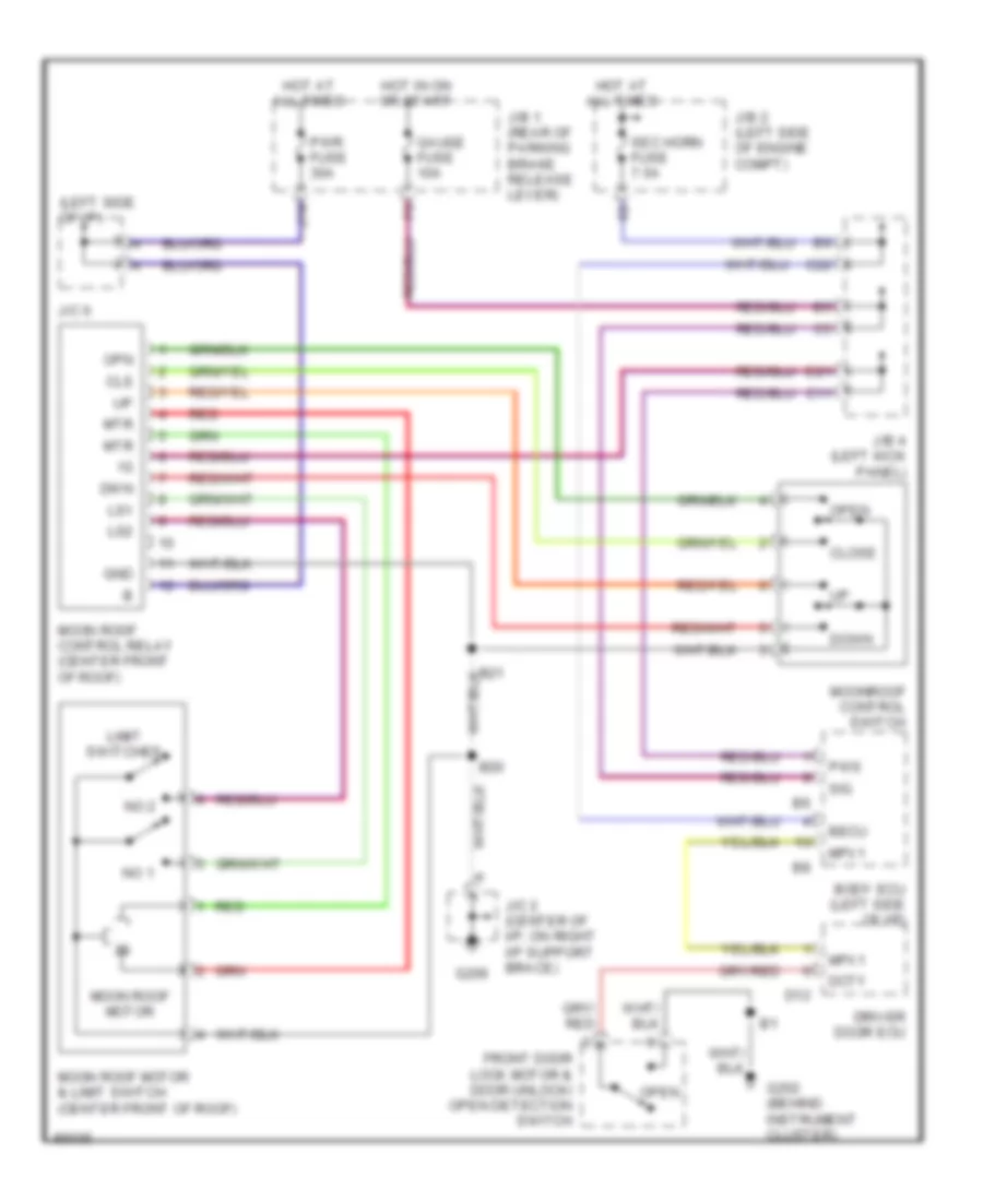 Power Top Sunroof Wiring Diagrams for Lexus LS 400 1995