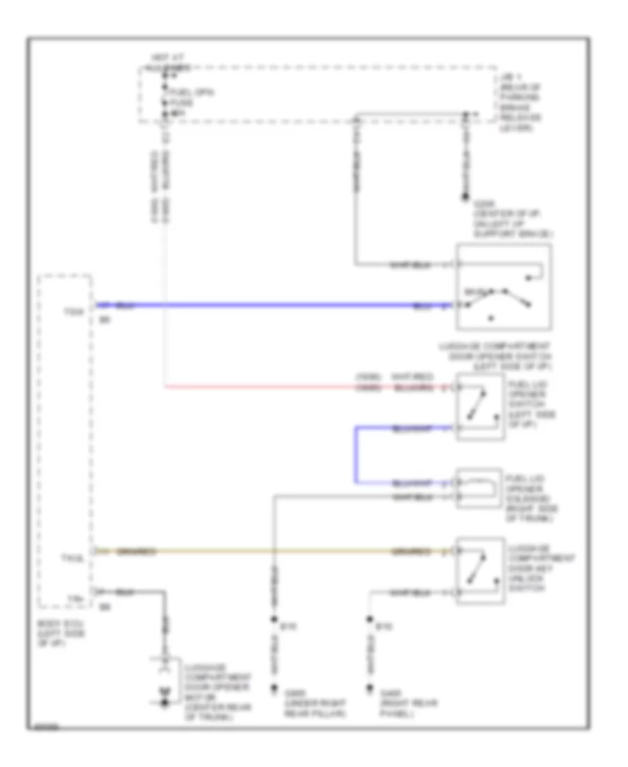 Trunk  Fuel Door Release Wiring Diagram for Lexus LS 400 1995