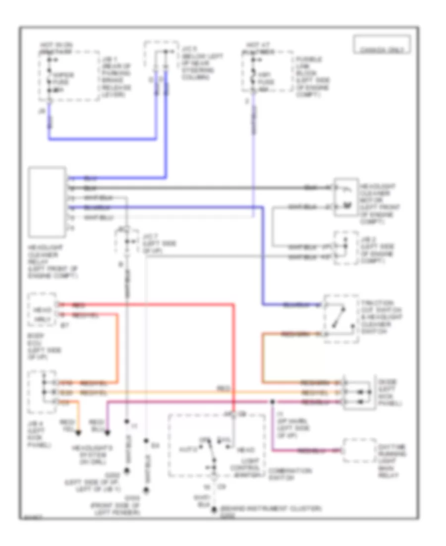 Headlamp Washer Wiring Diagram for Lexus LS 400 1995