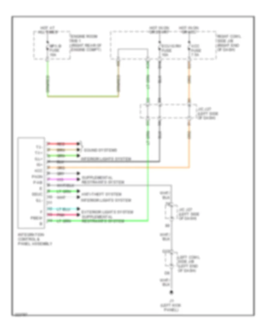 Integration Control and Panel Wiring Diagram for Lexus IS 250 F Sport 2012