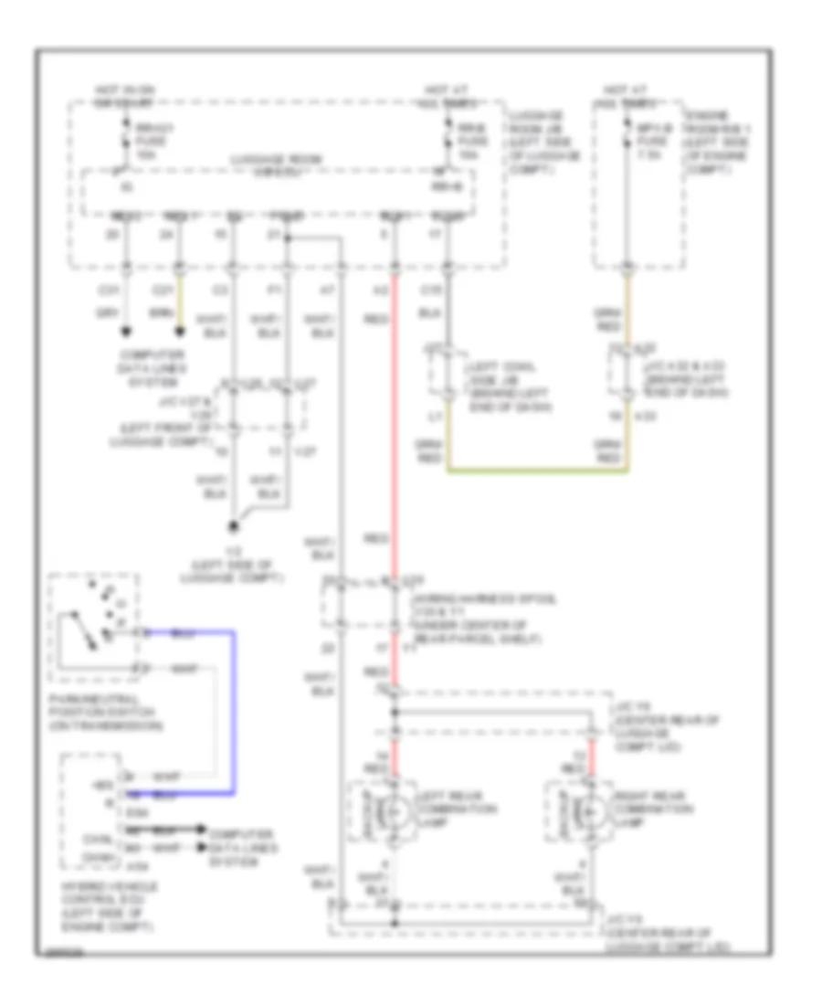 Back up Lamps Wiring Diagram for Lexus GS 450h 2008