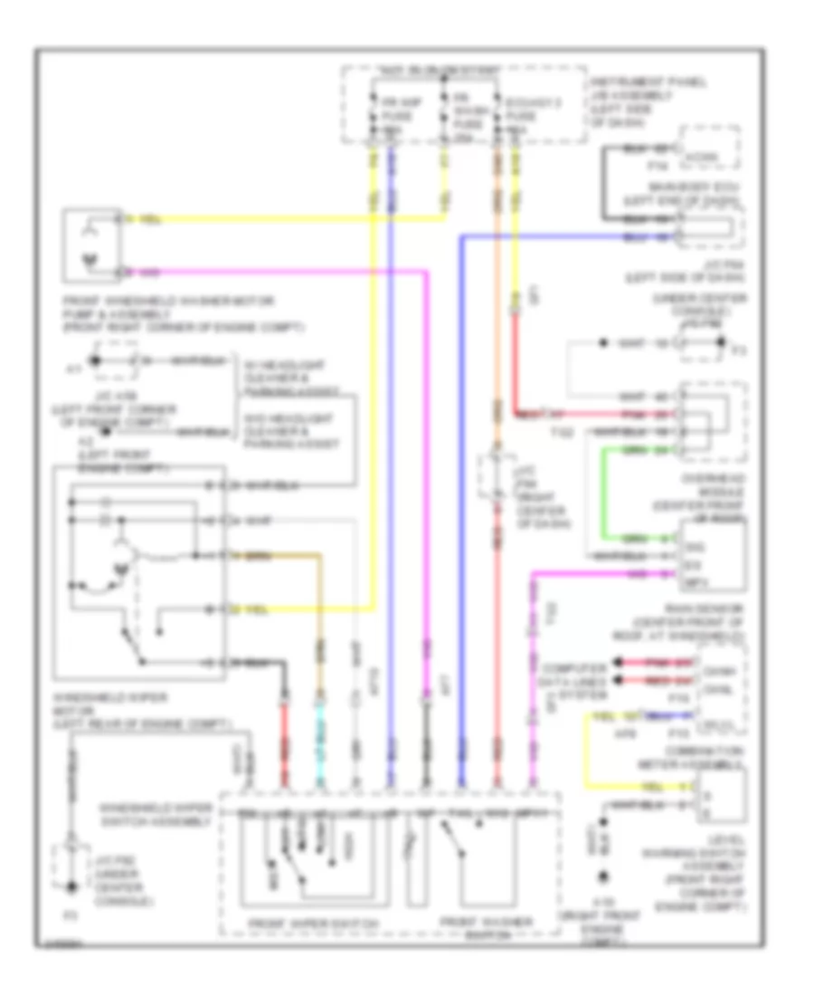 Электросхема передних стеклоочистителей дворников и омывателя лобового стекла, С Авто Система Дворника для Lexus RX 350 2012