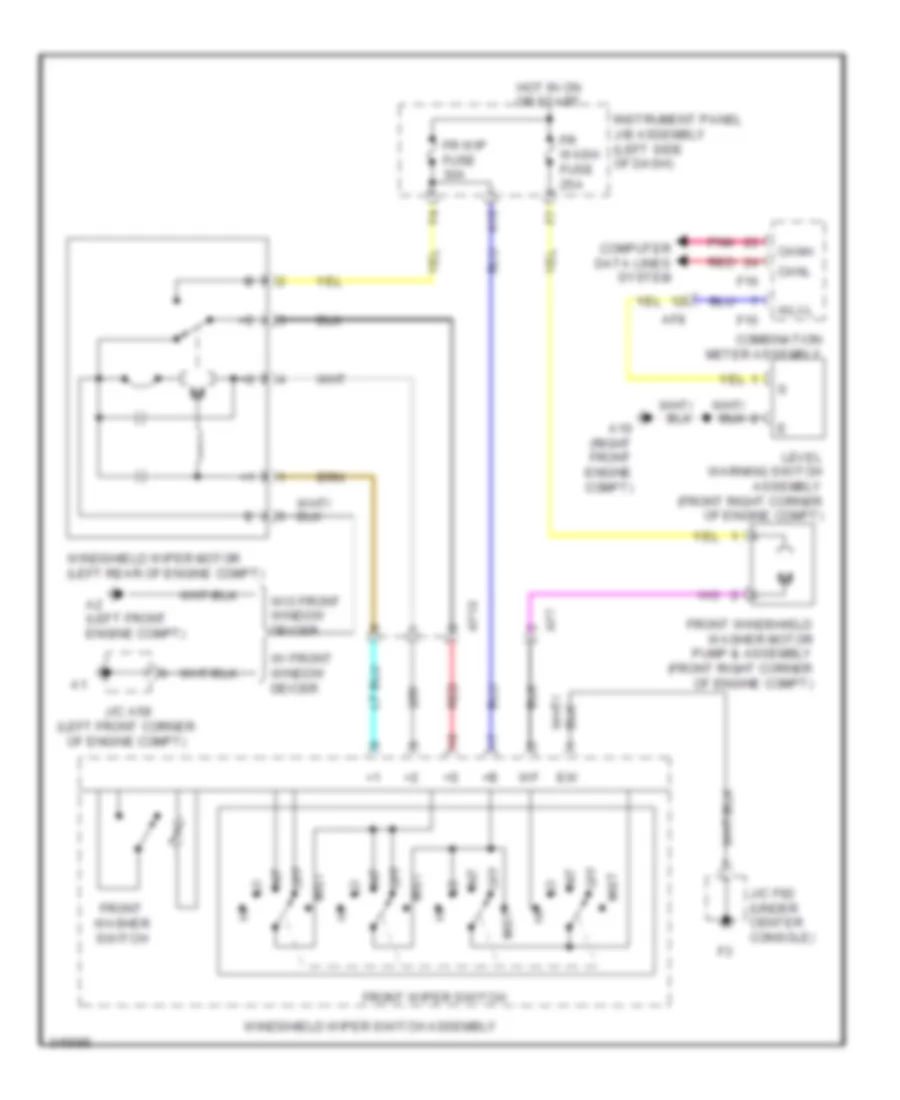 Электросхема передних стеклоочистителей дворников и омывателя лобового стекла, без Авто Система Дворника для Lexus RX 350 2012
